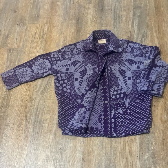 Free People Butterfly Jacquard Shirt / Jacket Purple Size Large - Picture 7 of 16